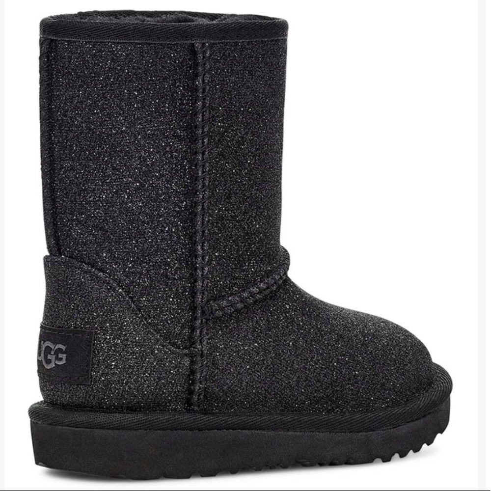 UGG Black Glitter Classic Short II Suede Boot